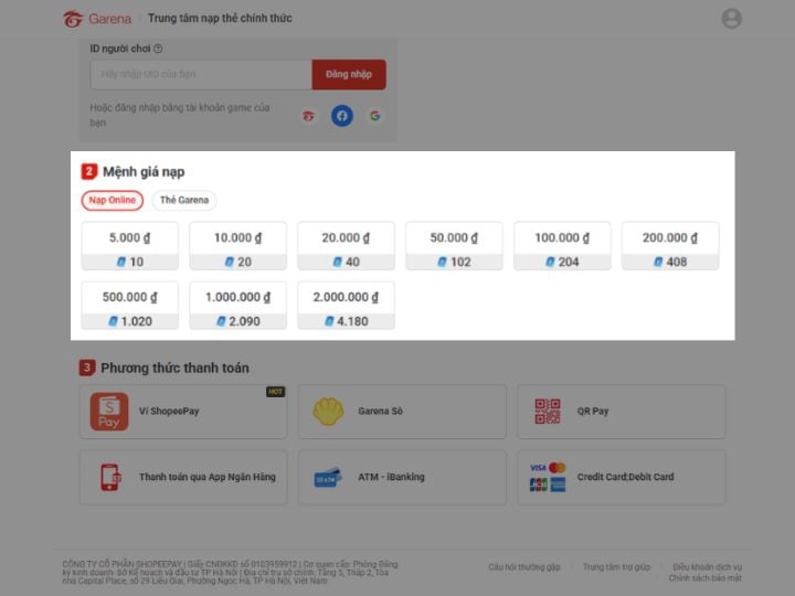 Cách Nạp Quân Huy Liên Quân An Toàn, Nhanh Chóng Và Đúng Chuẩn Chọn mệnh giá nạp quân huy online trên napthe.vn