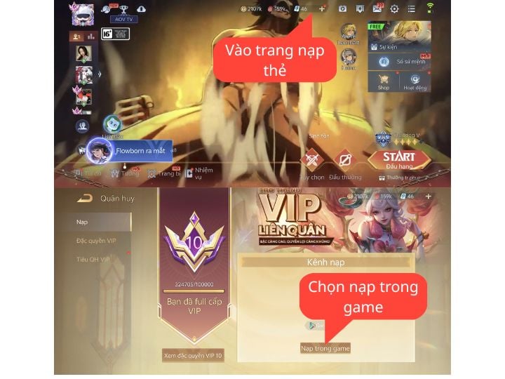 Cách Nạp Quân Huy Liên Quân An Toàn, Nhanh Chóng Và Đúng Chuẩn Vào phần nạp quân huy trực tiếp trong game Liên Quân